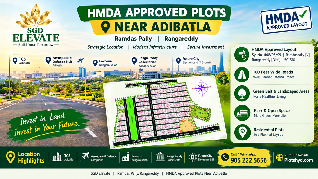 HMDA approved plots near Adibatla at SGD Elevate Ramdas Pally